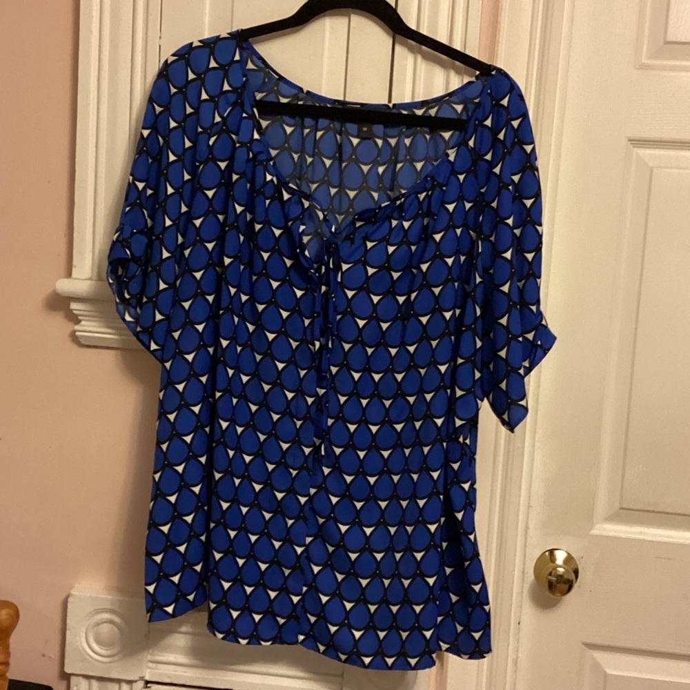 Worthington Blue Relaxed Buttoned Blouse